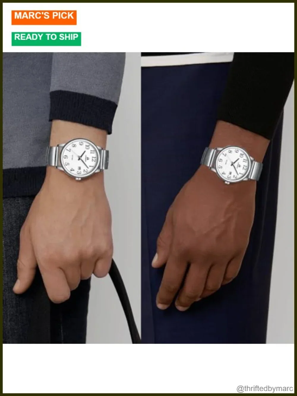 Mens Wrist Watch Easy Read Analog Quartz Sport Waterproof Date Stainless Steel